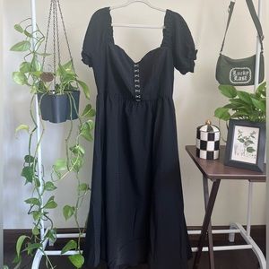 Disturbia Mortem Midi Dress Puff Sleeves